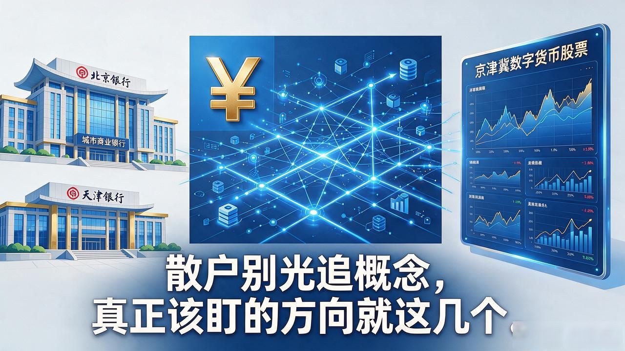 京津冀数字货币股票，散户别光追概念，真正该盯的方向就这几个