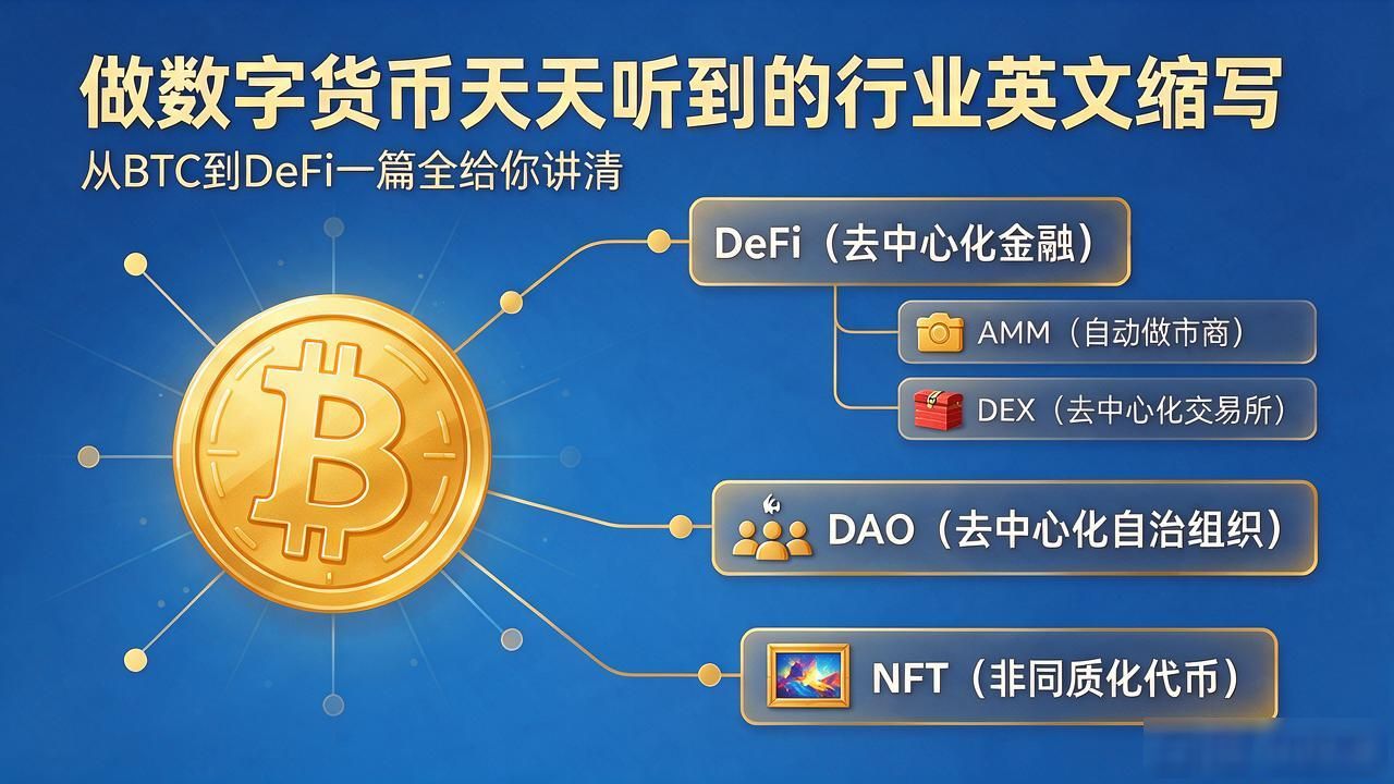 做数字货币天天听到的行业英文缩写，从BTC到DeFi一篇全给你讲清