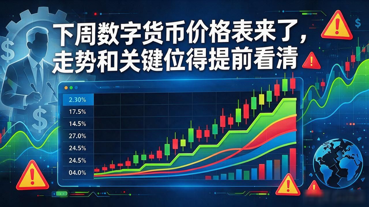 下周数字货币价格表来了，走势和关键位得提前看清