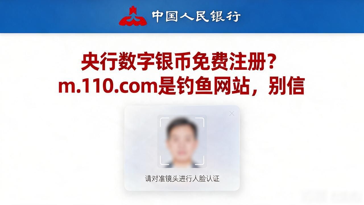 央行数字货币免费注册？m.110.com是钓鱼网站，别信